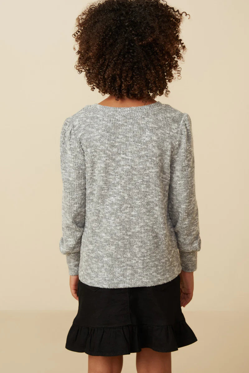 Girls Textured V-Neck Top