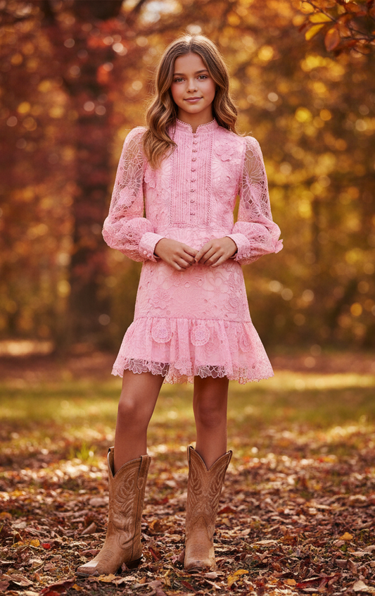 Girls Prue Long Sleeve Embroidered Mini Dress 💕
