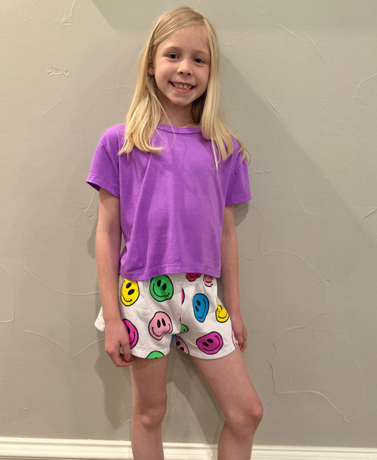 Girls Cropped Fuchsia Tee