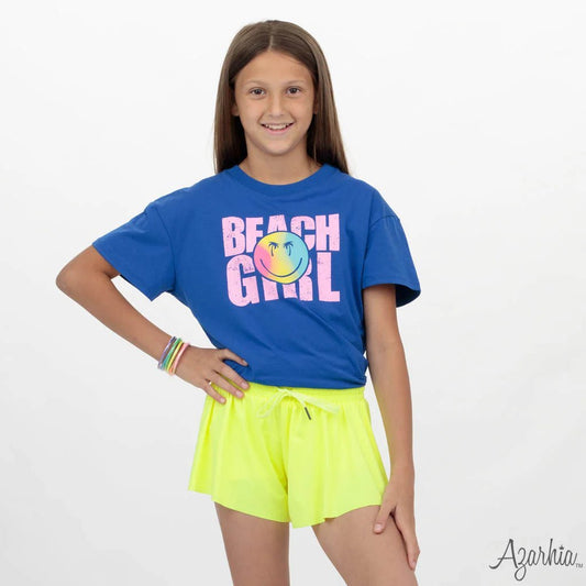 Girls Blue Beach Girl Boxy Tee - YellowBrickRoad