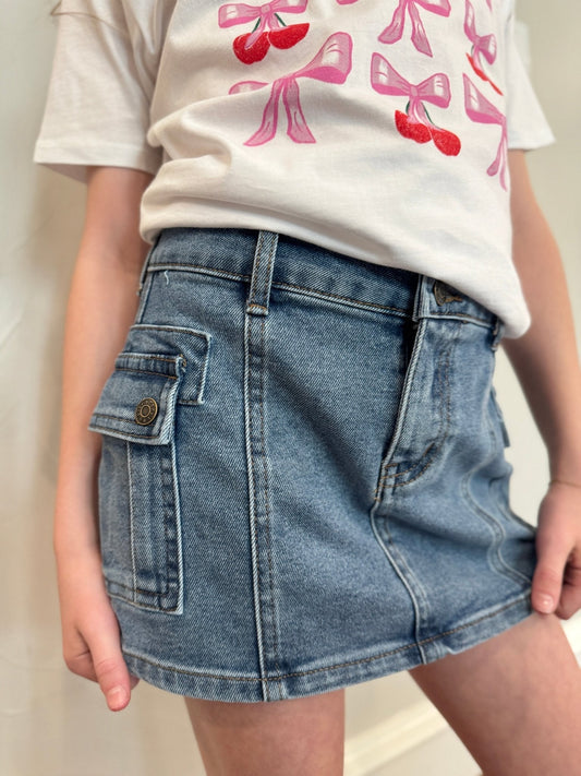 Girls Cargo Denim Skirt - YellowBrickRoad