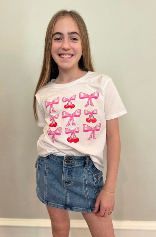 Girls Cherry Sweet & Bow - tiful Tee 🍒🎀 - YellowBrickRoad