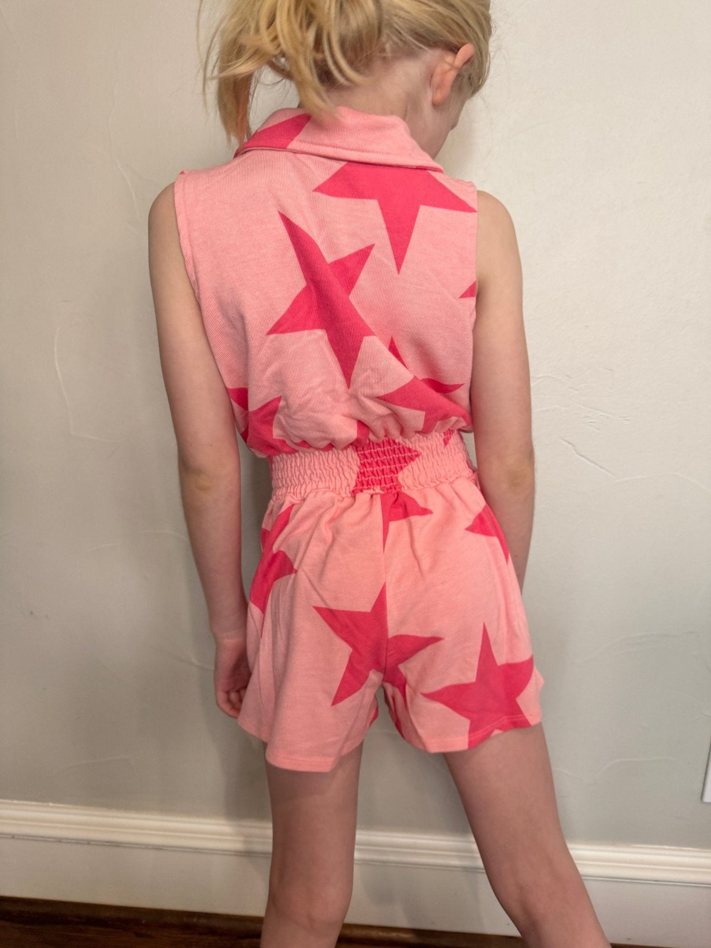 Girls Coral Collared Star Romper ⭐ - YellowBrickRoad