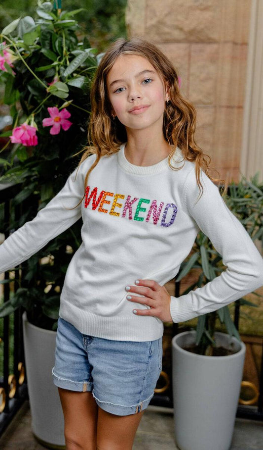Girls Jeweled WEEKEND Shirt - YellowBrickRoad