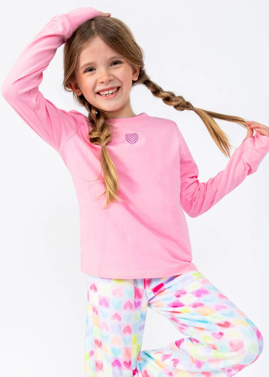 Girls Light Pink Organic Long Sleeve Lounge Tee - YellowBrickRoad