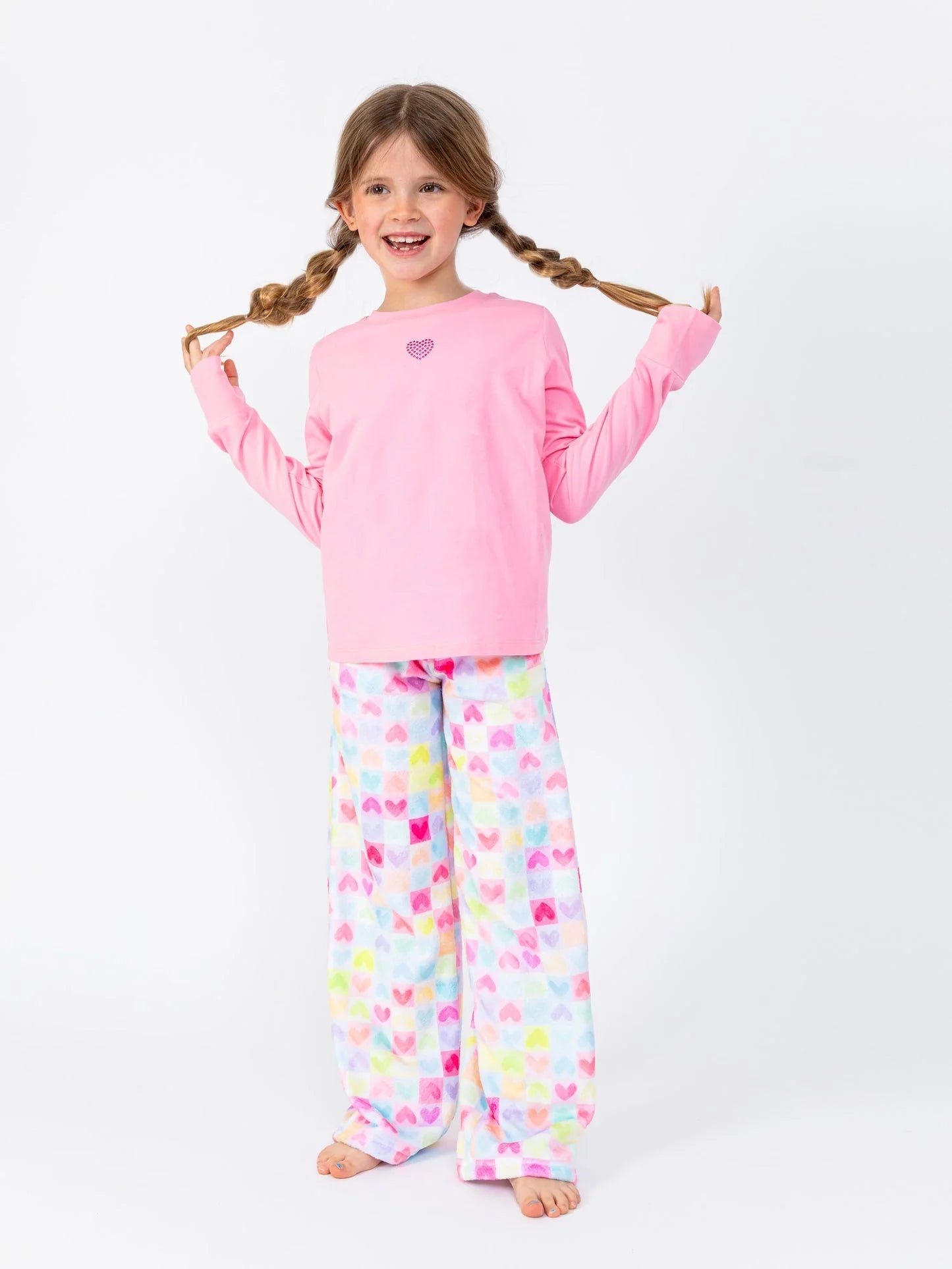 Girls Light Pink Organic Long Sleeve Lounge Tee - YellowBrickRoad