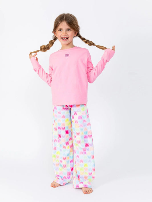 Girls Light Pink Organic Long Sleeve Lounge Tee - YellowBrickRoad