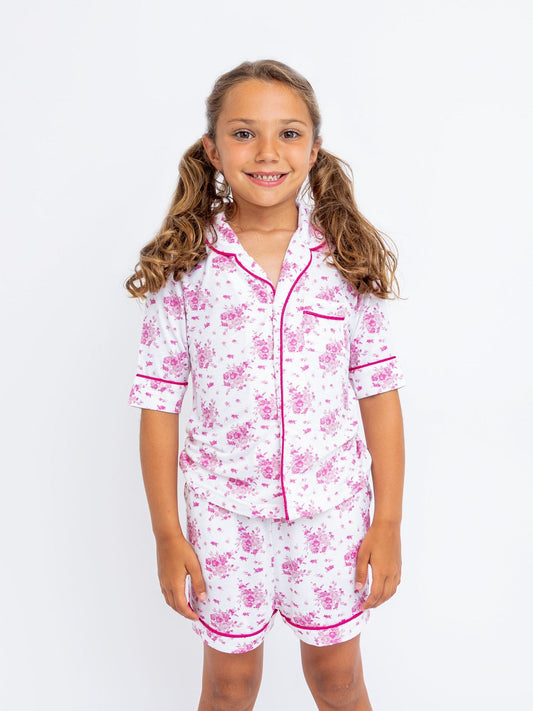 Girls Pink Floral Pajama Set 🌸💖 - YellowBrickRoad