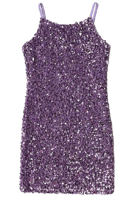 Girls Purple Sequin Party Dress - YellowBrickRoad