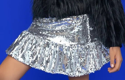 Girls Silver Sequin Skirt - YellowBrickRoad