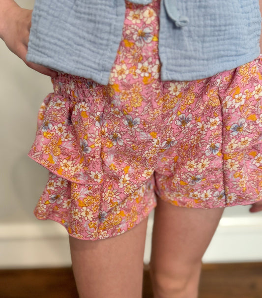 Girls Smocked Side Ruffle Shorts - YellowBrickRoad