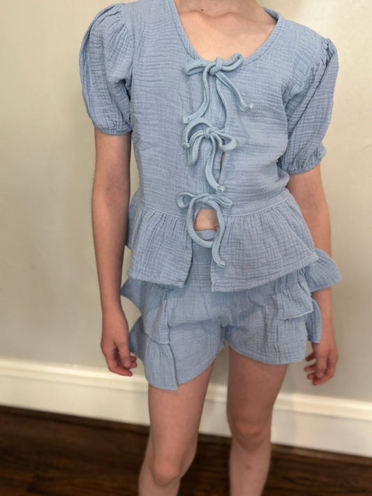 Girls Smocked Side Ruffle Shorts - YellowBrickRoad