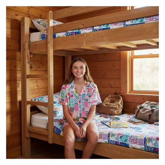 Girls Summer Camp Silk Lounge Set