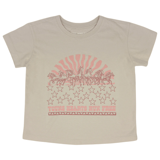 Girls Young Hearts Run Free Boxy Tee 🌟 🐴 - YellowBrickRoad