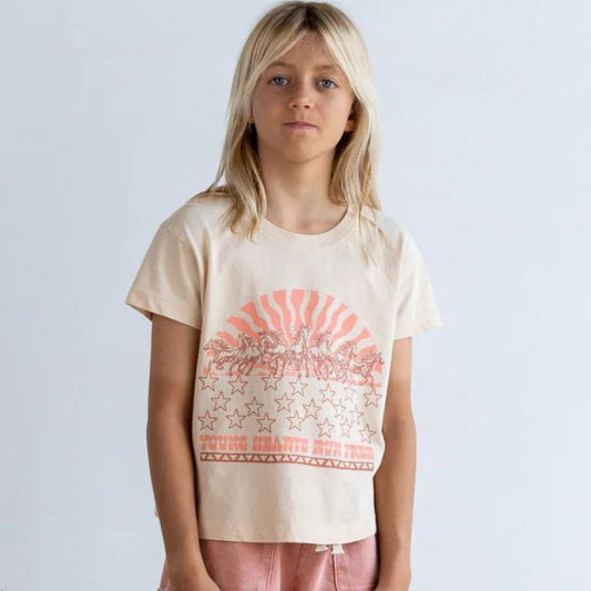 Girls Young Hearts Run Free Boxy Tee 🌟 🐴 - YellowBrickRoad