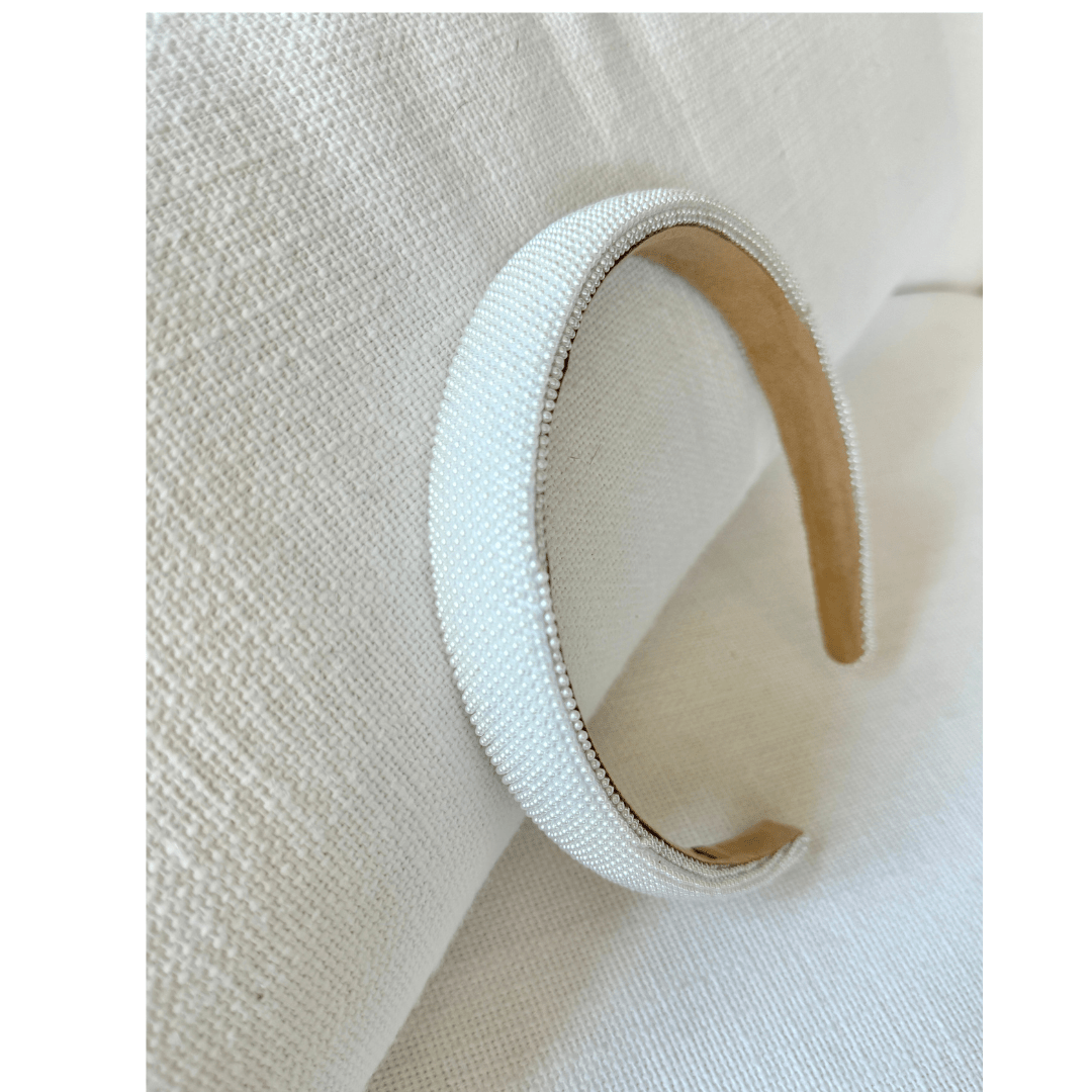 Red Crystal & White Pearl Padded Headband - YellowBrickRoad