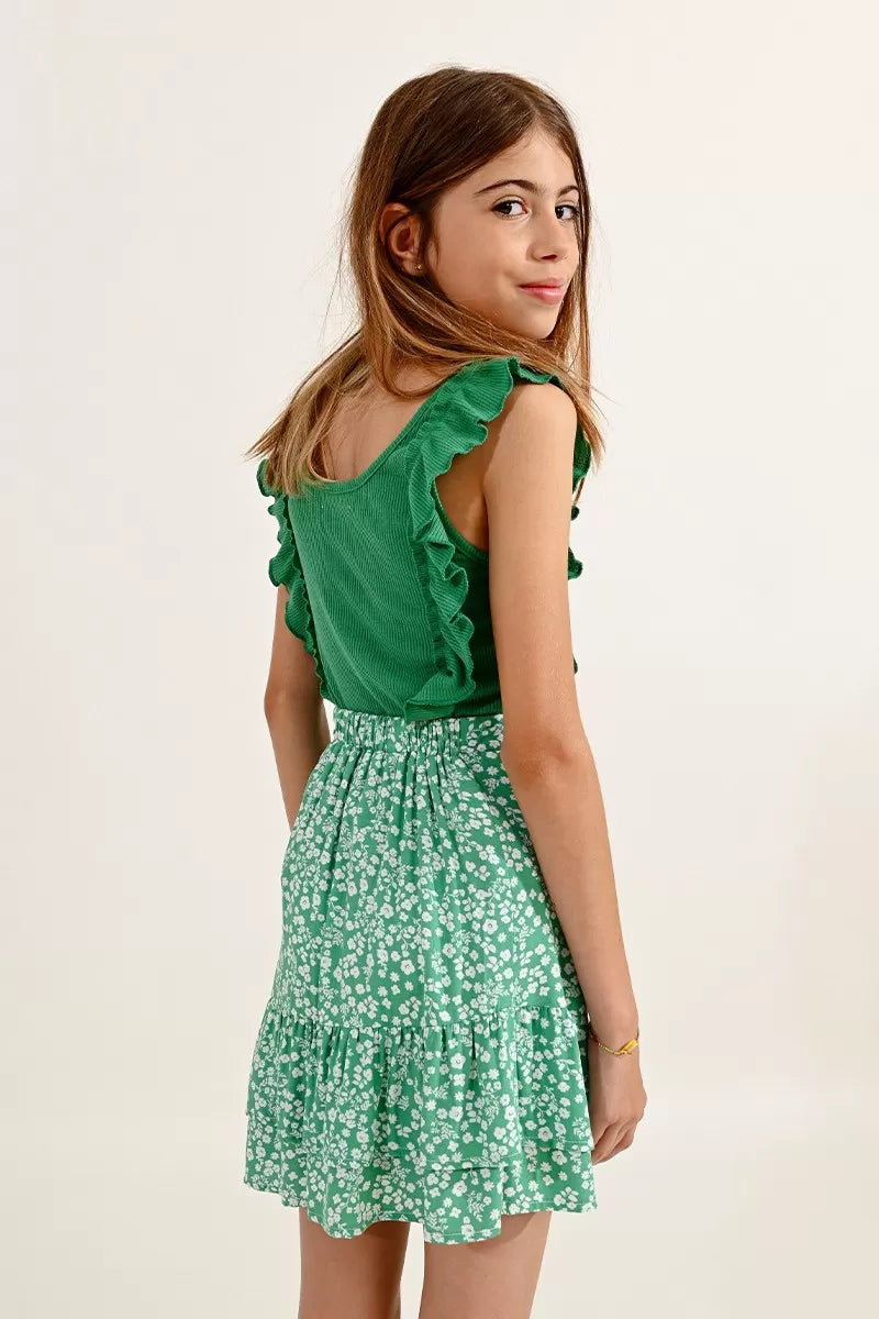 Camiseta sin mangas con volantes para niñas