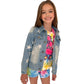 Girls Leather Star Jean Jacket