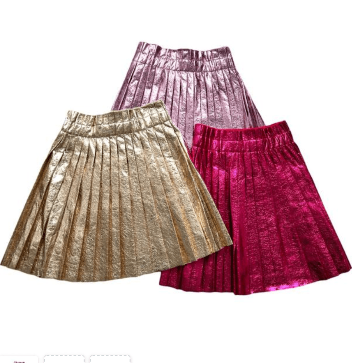 Girls Gold Foil Pleated Skirt