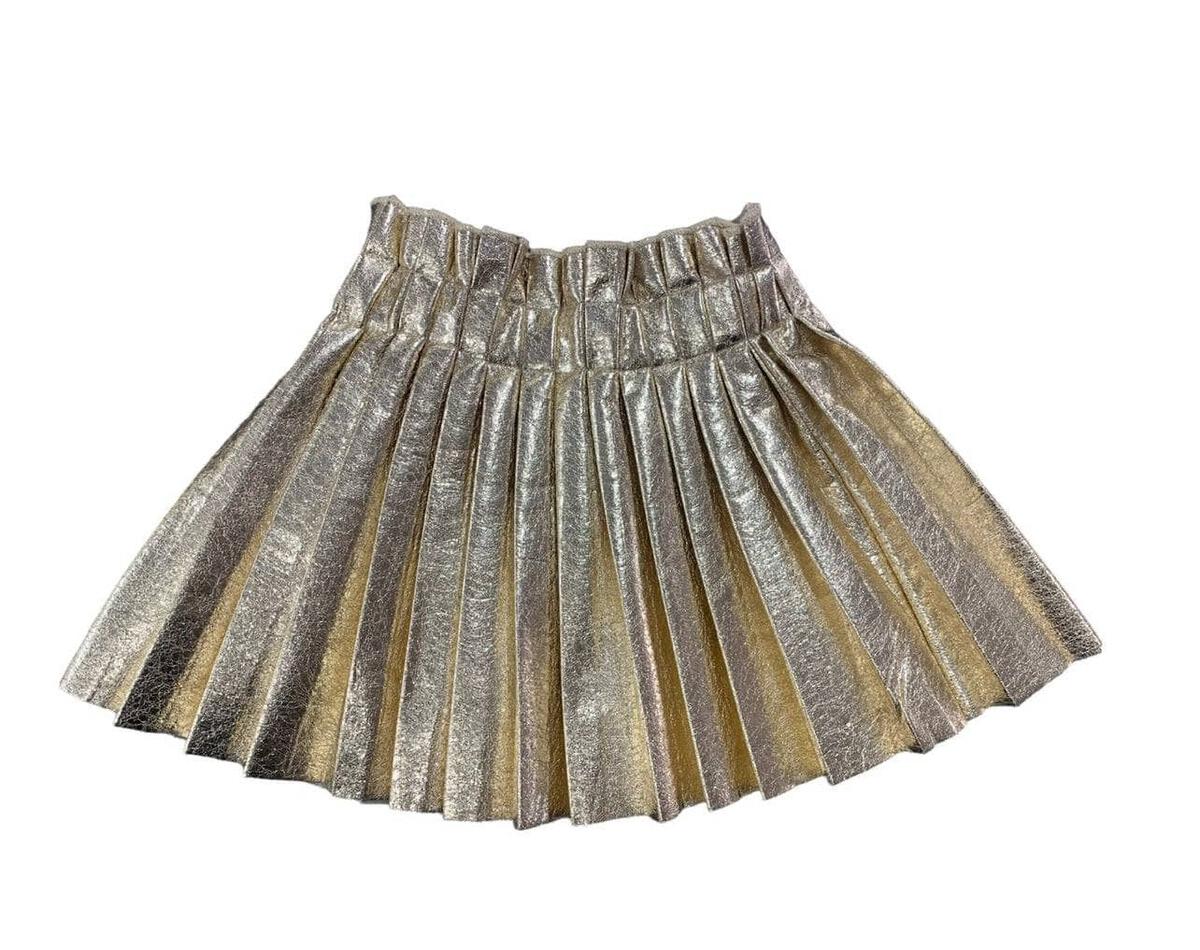 Girls Gold Foil Pleated Skirt