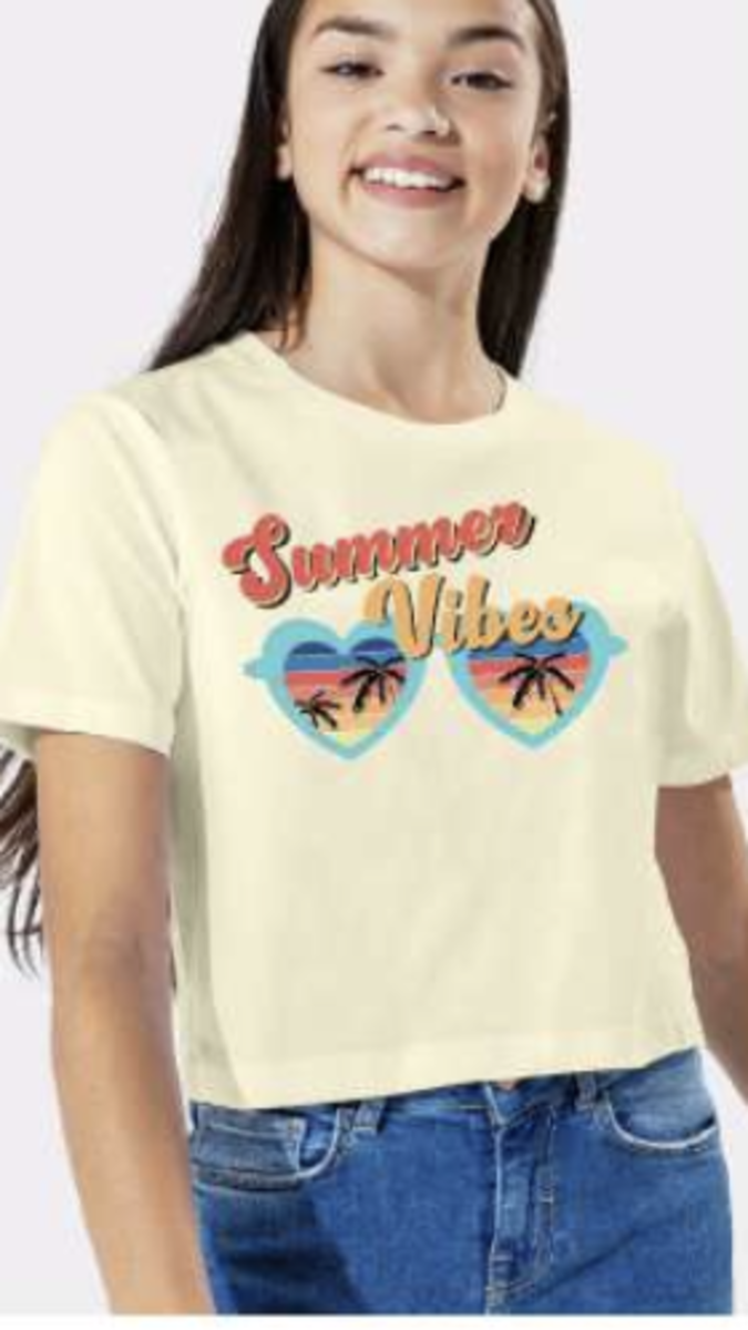 Girls Summer Vibes Boxy Tee