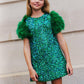 Girls Sequin & Feather Party Dress