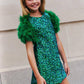 Girls Sequin & Feather Party Dress