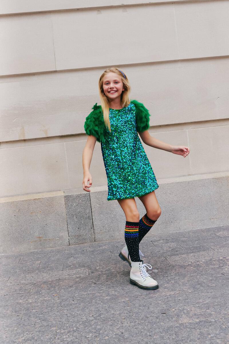 Girls Sequin & Feather Party Dress YellowBrickRoad Girls Sequin & Feather Party Dress YellowBrickRoad
