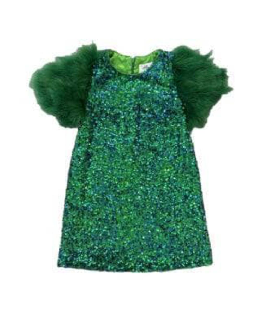 Girls Sequin & Feather Party Dress