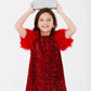 Girls Sequin & Feather Party Dress