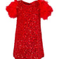 Girls Sequin & Feather Party Dress