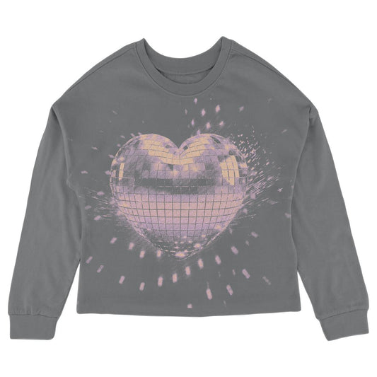 Girls Heart Disco Ball Long Sleeve Tee