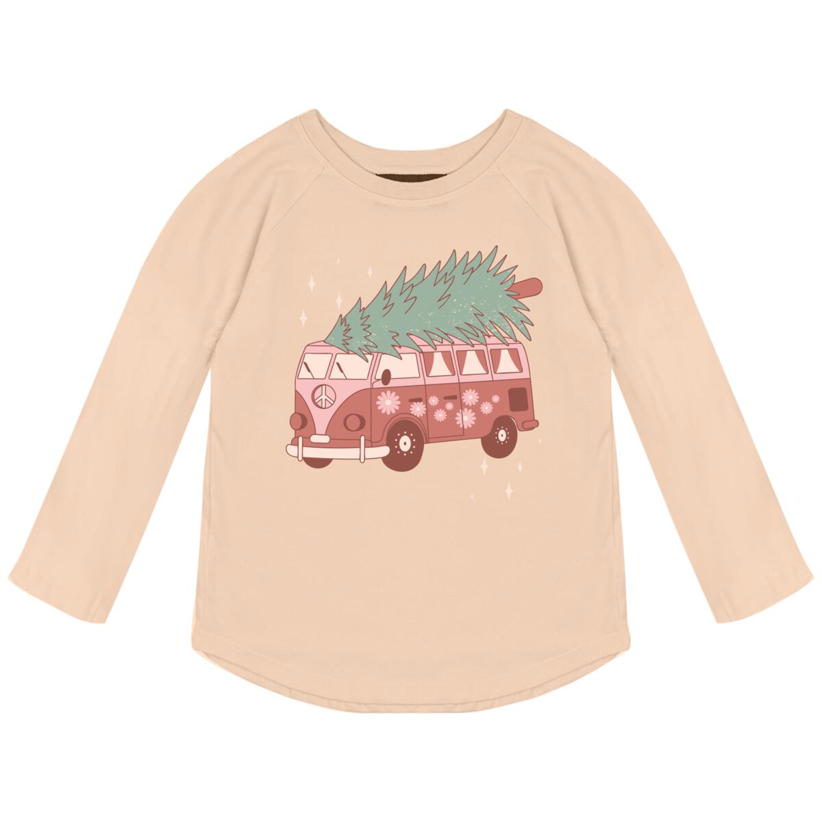 Girls Hippie Christmas Raglan Tee