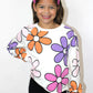 Girls Retro Flower Cropped Sweatshirt