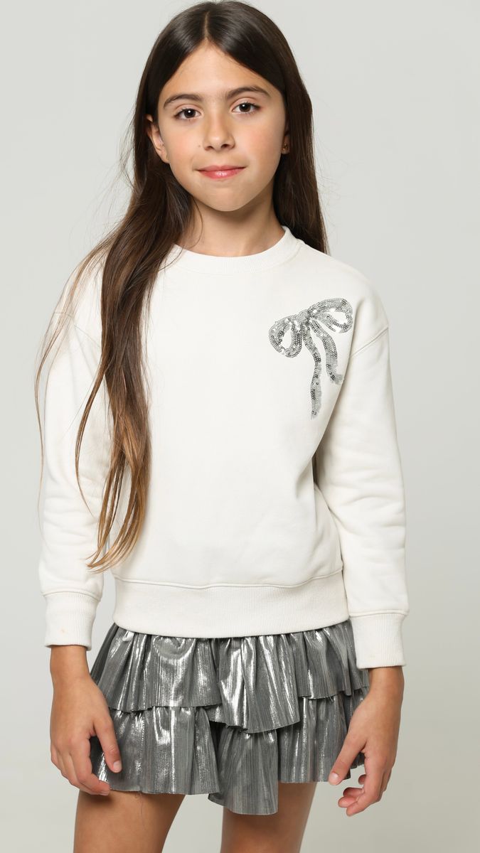 Girls Ivory Epi Bow Sweatshirt