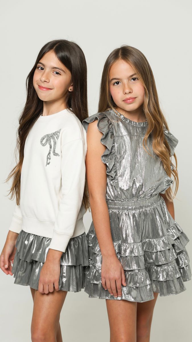 Girls Silver Gustavia Ruffle Dress