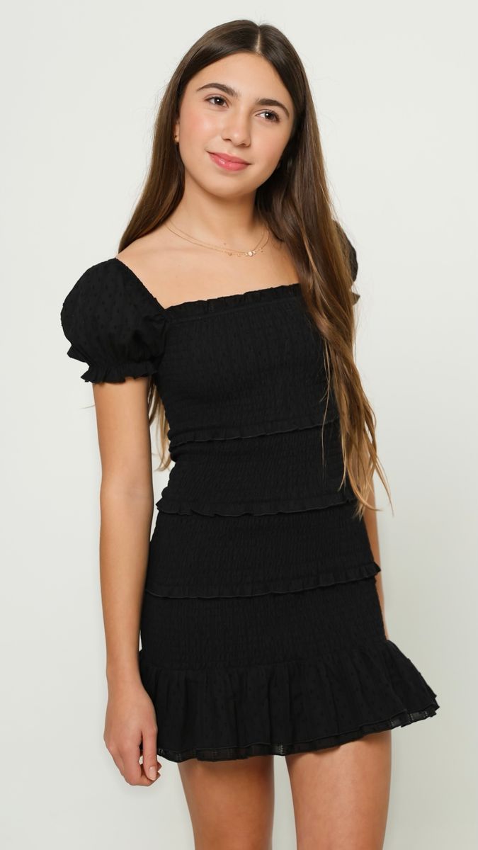 Girls Black Milou Smocked Dress