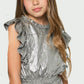 Girls Silver Gustavia Ruffle Dress