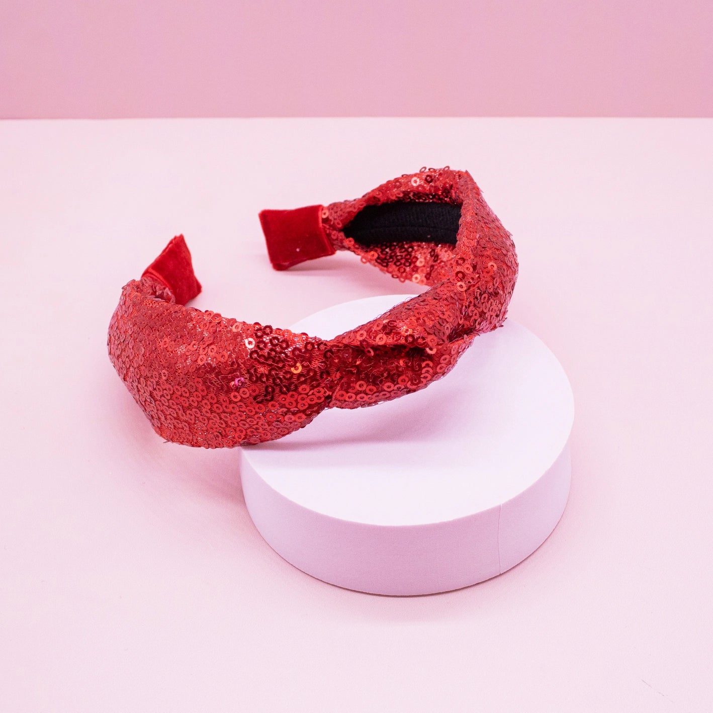 Girls Red Sequin Knotted Headband