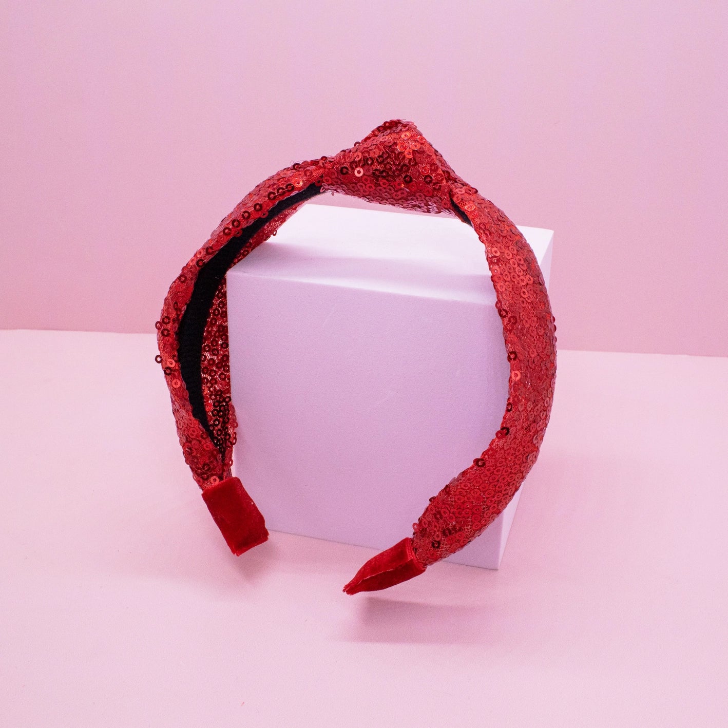 Girls Red Sequin Knotted Headband