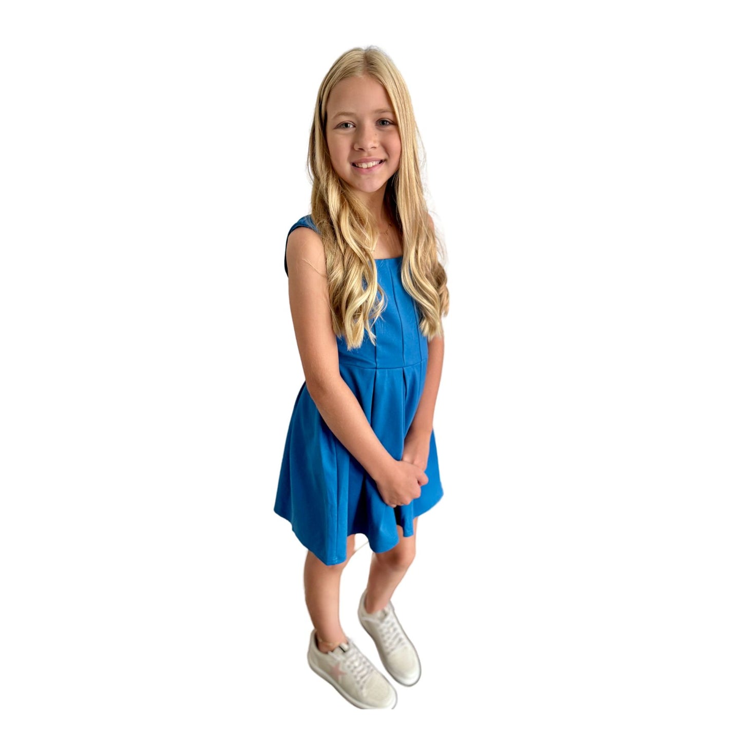 Girls Blue Box Pleated Dress