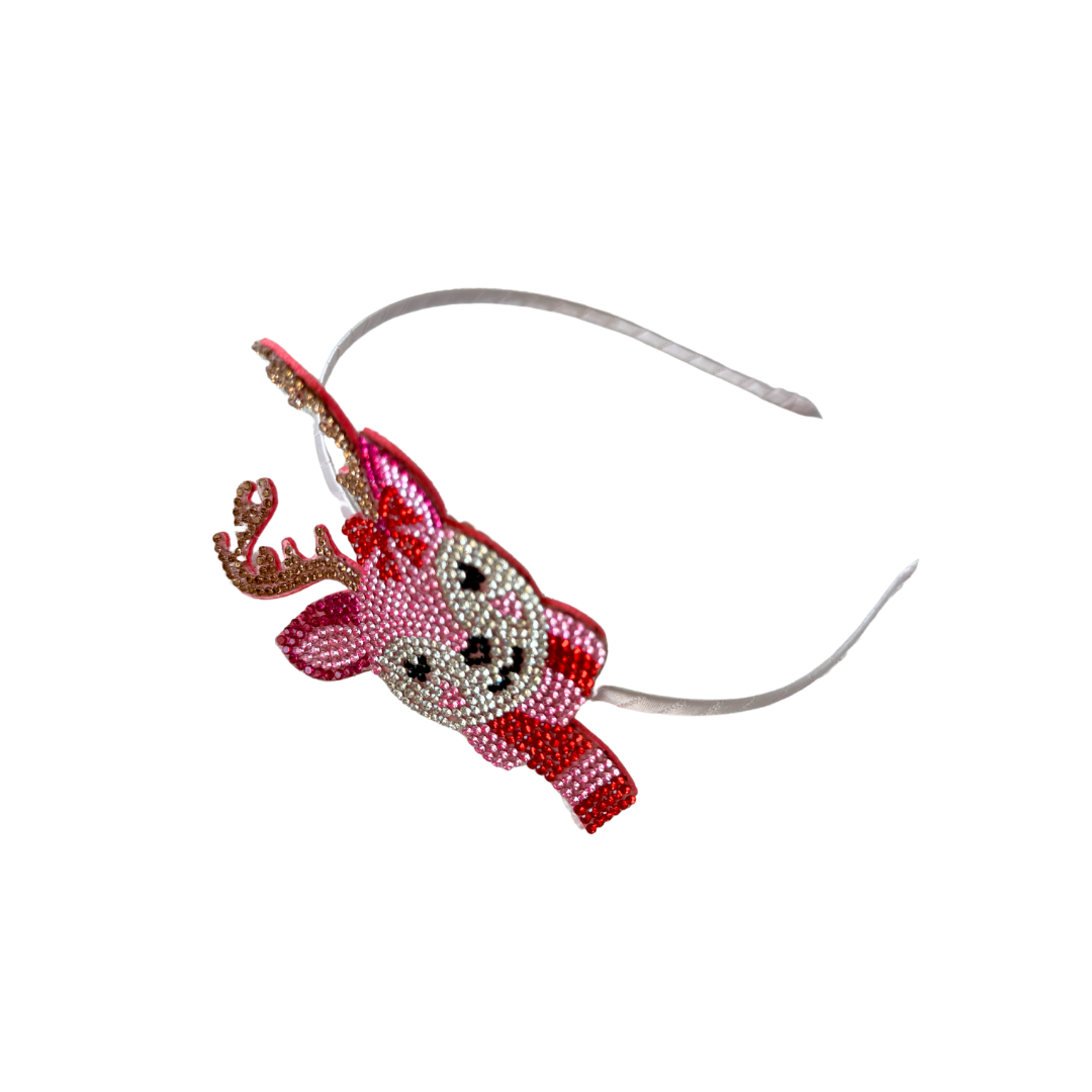 Holiday Crystal Reindeer/candy cane Headband