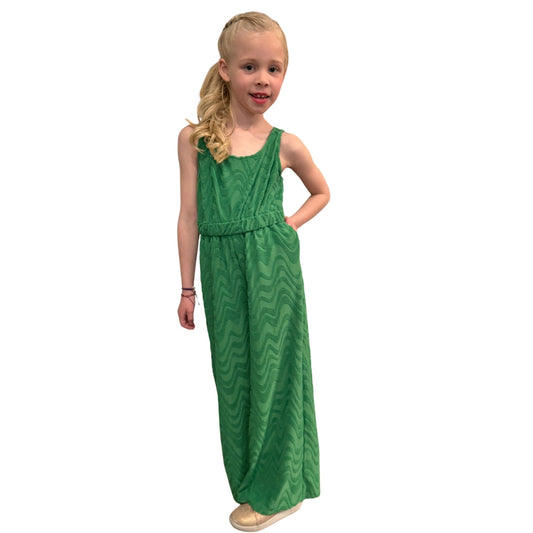 Girls Green Sleeveless Jumpsuit