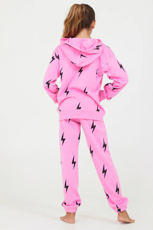 Girls Pink Lighting Bolt Hoodie