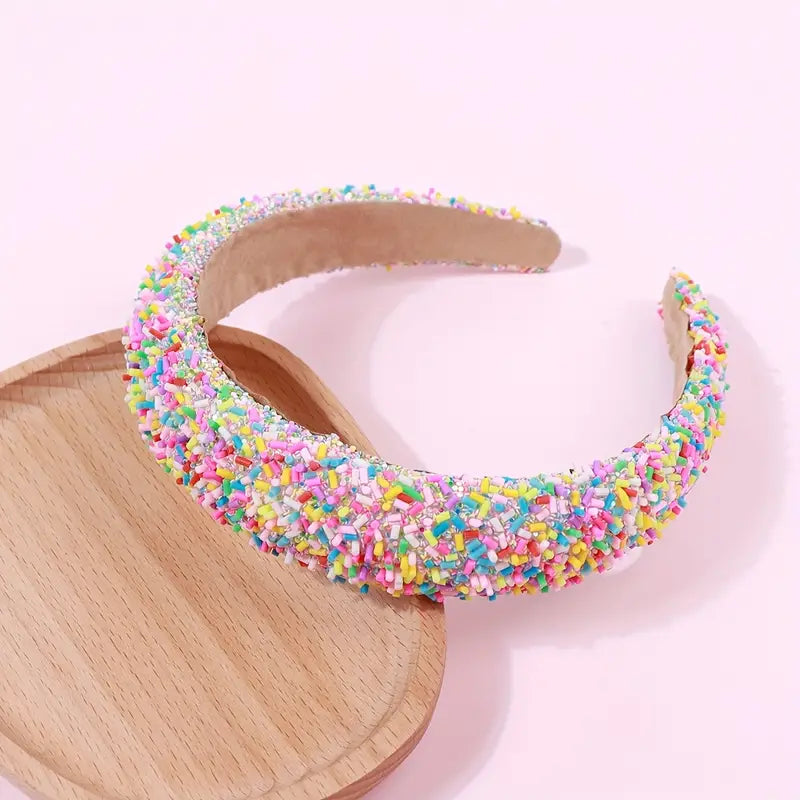 Light Pink Confetti Beaded Headband