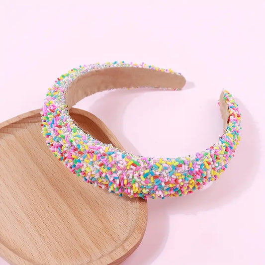 Light Pink Confetti Beaded Headband