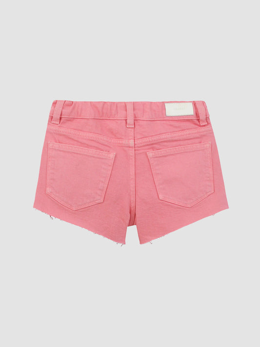 Girls Pink Lucy Frayed Denim Shorts