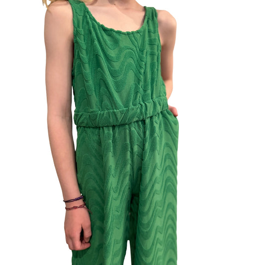 Girls Green Sleeveless Jumpsuit