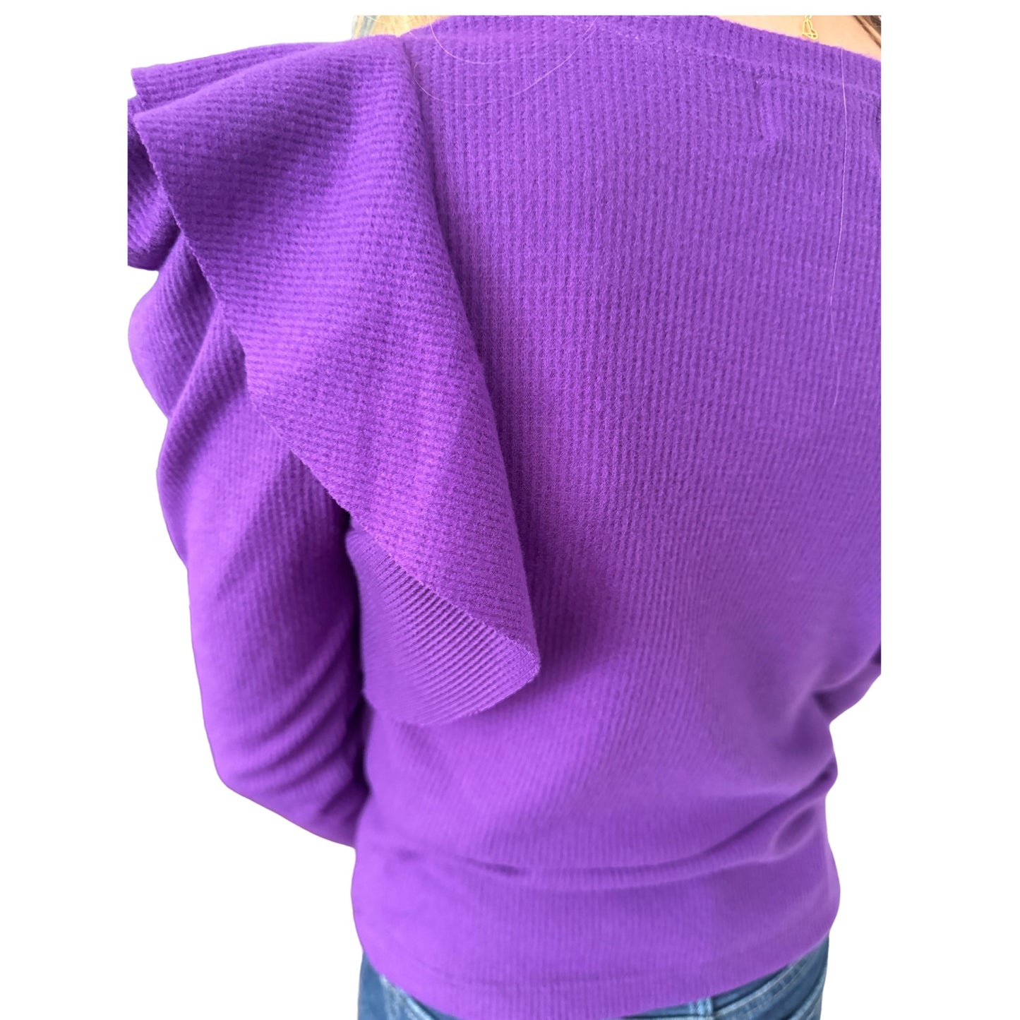 Girls Purple Flutter Sleeve Sweater