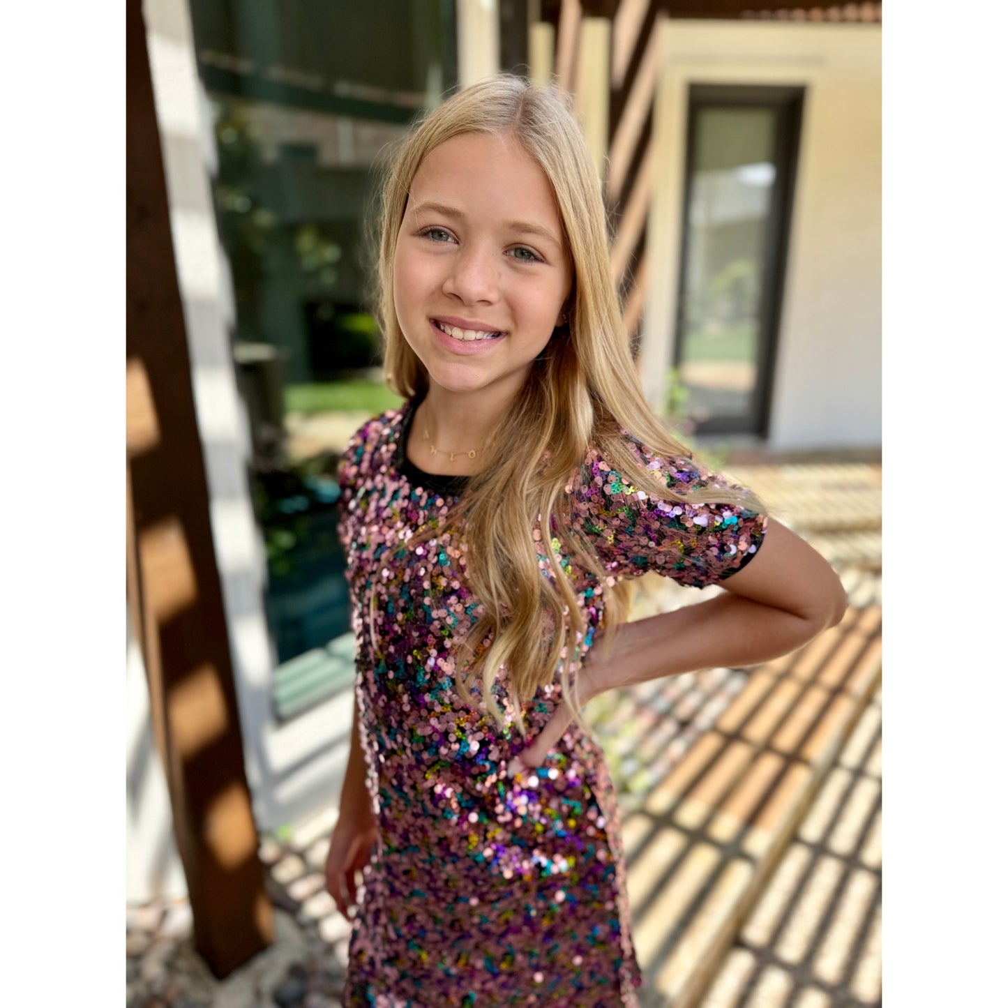 Girl's Rainbow Sequin Dress